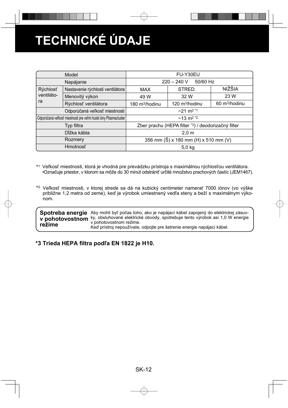 Technické údaje | Sharp FU-Y30EU User Manual | Page 84 / 113