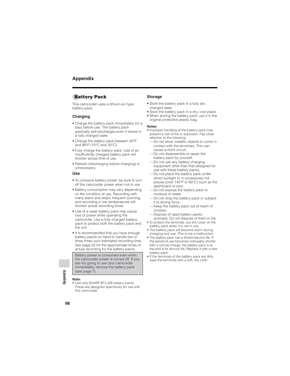 Appendix | Sharp VL-Z7U User Manual | Page 112 / 140