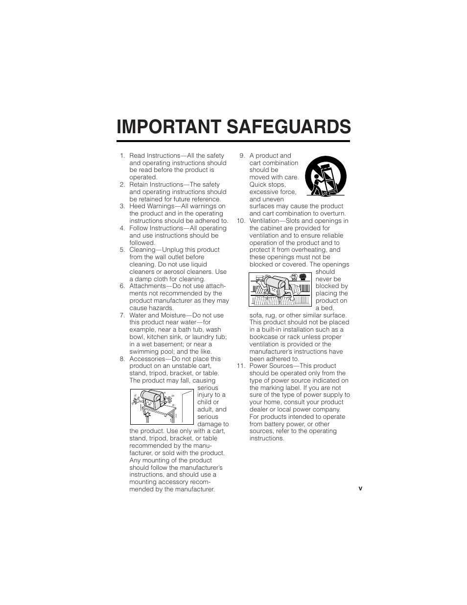 Important safeguards | Sharp VL-Z7U User Manual | Page 5 / 140