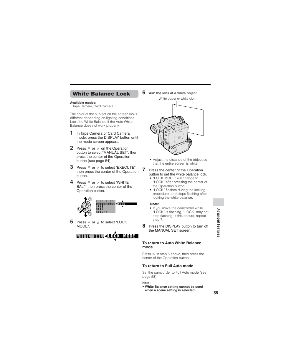 White balance lock | Sharp VL-Z7U User Manual | Page 69 / 140
