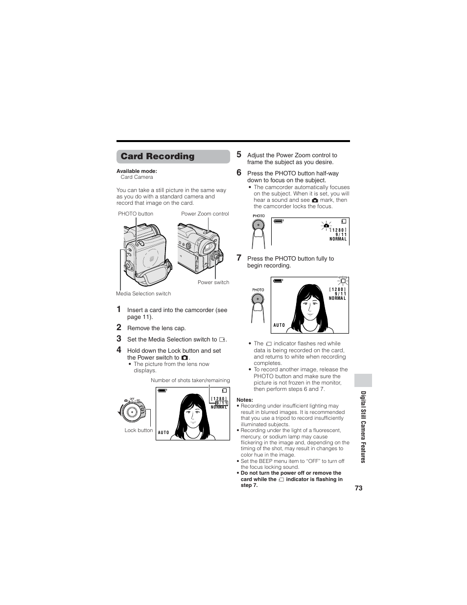 Card recording | Sharp VL-Z7U User Manual | Page 87 / 140