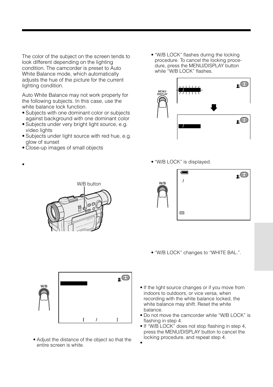 White balance lock | Sharp VL-WD450U User Manual | Page 67 / 120