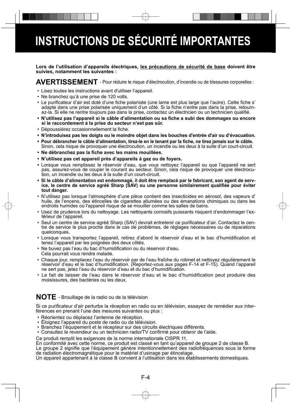 Instructions de sécurité importantes, Avertissement | Sharp ENGLISHFRANAISESPAOL KC-860U User Manual | Page 30 / 68
