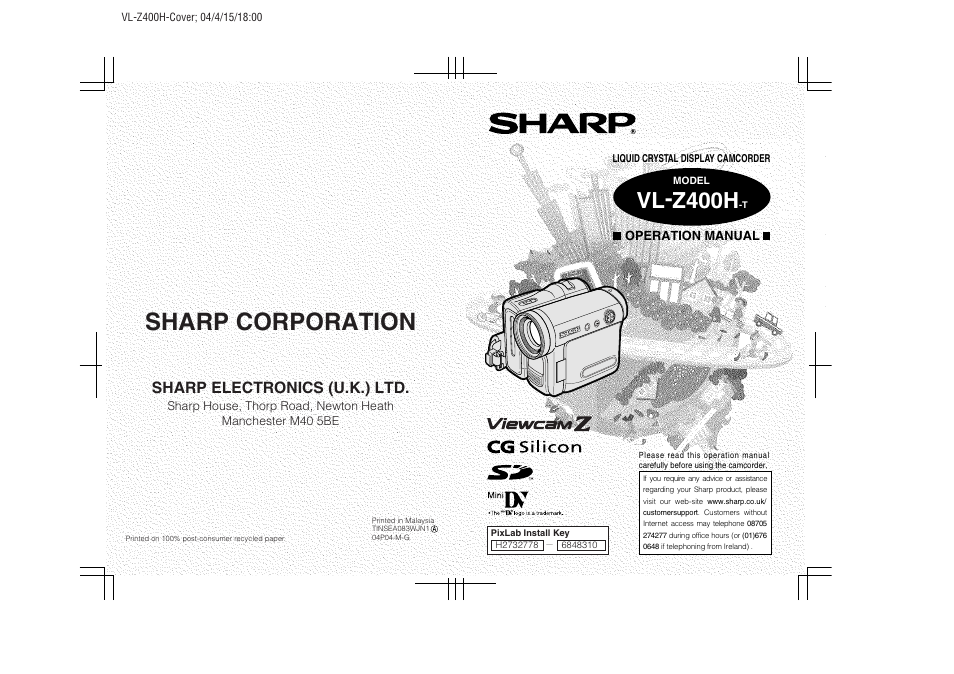 Sharp VL-Z400H-T User Manual | 123 pages