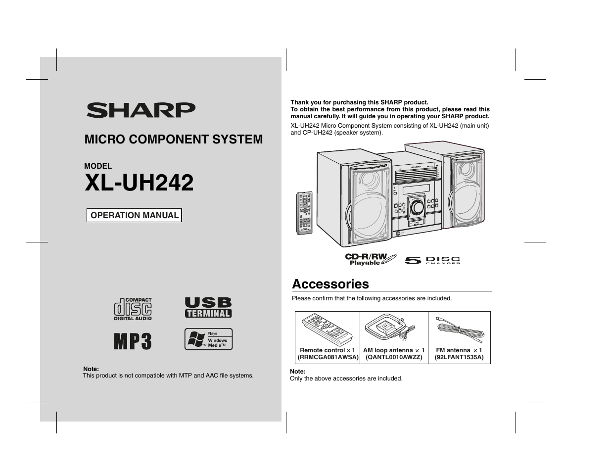Sharp XL-UH242 User Manual | 40 pages