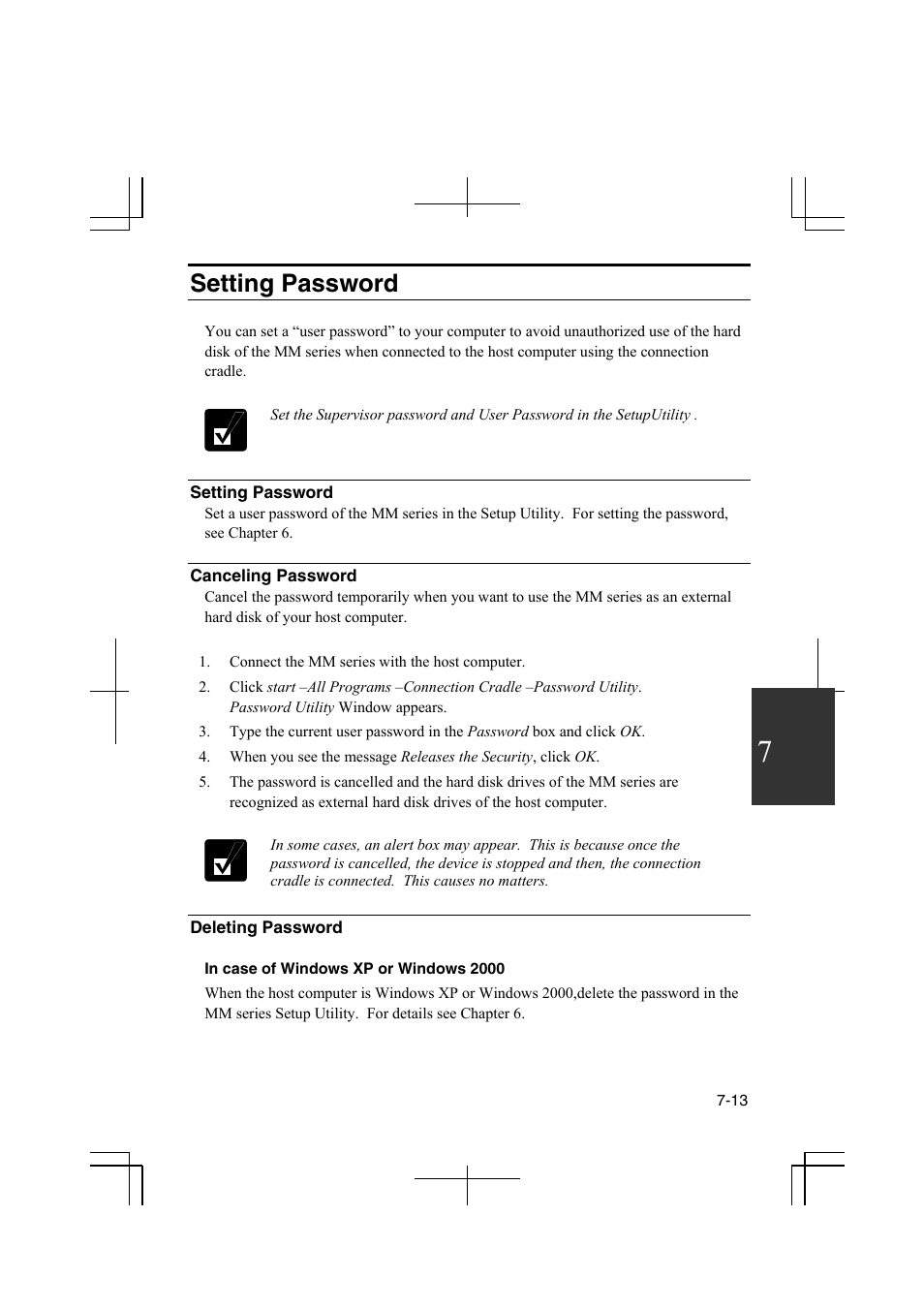 Setting password | Sharp PC-MM1 User Manual | Page 103 / 123
