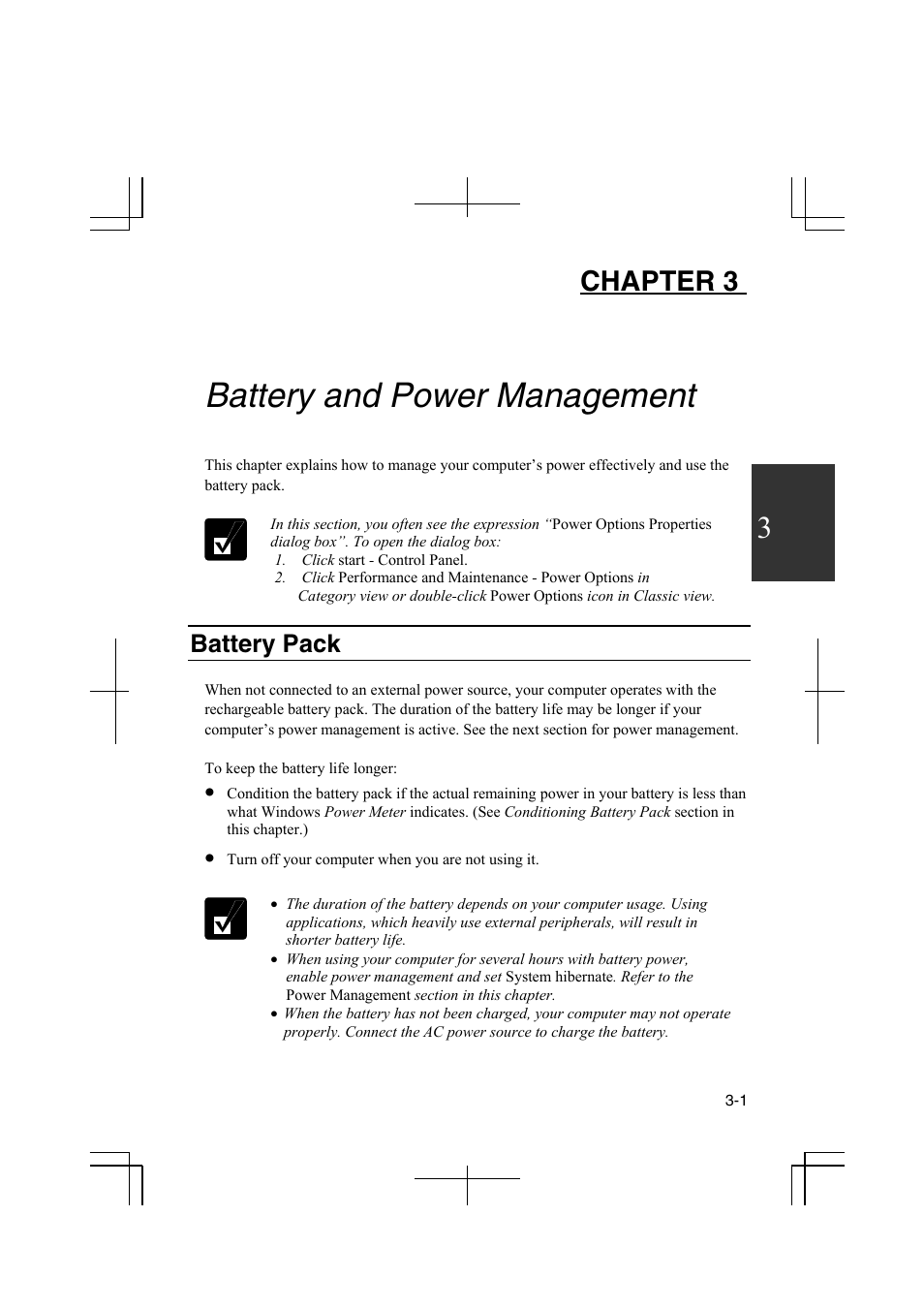 Battery and power management, Battery pack, Pack | Chapter 3 | Sharp PC-MM1 User Manual | Page 41 / 123