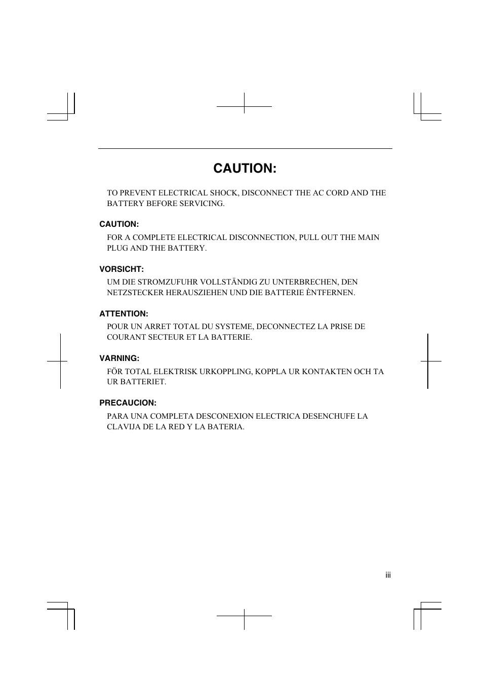 Caution | Sharp PC-MM1 User Manual | Page 5 / 123