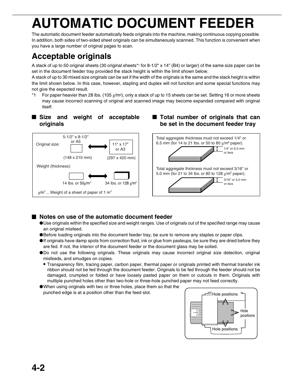 Automatic document feeder, Acceptable originals | Sharp AR-M455N User Manual | Page 81 / 183