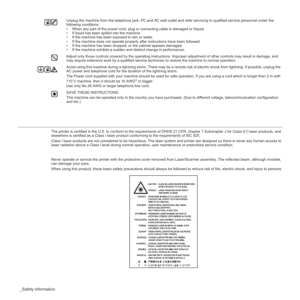 Laser safety statement | Samsung CLX-3175FN User Manual | Page 104 / 218