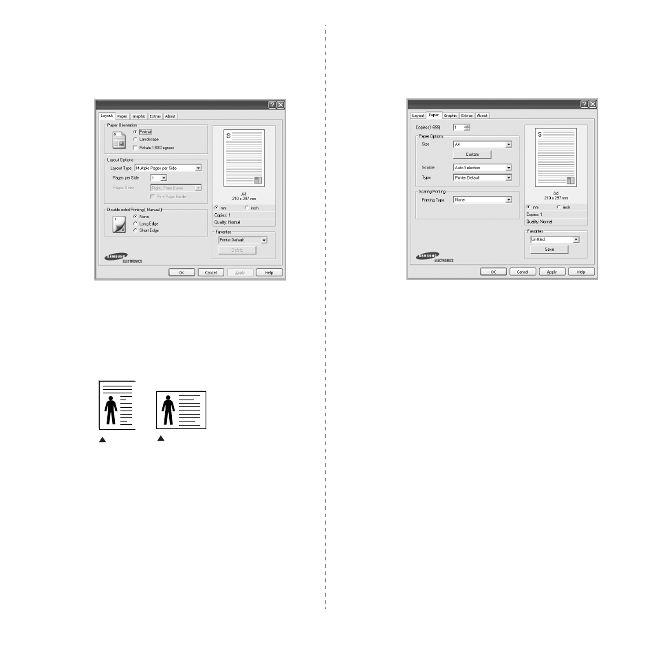 Layout tab, Paper tab, Layout tab paper tab | Layout tab - paper tab | Samsung CLX-3175FN User Manual | Page 188 / 218
