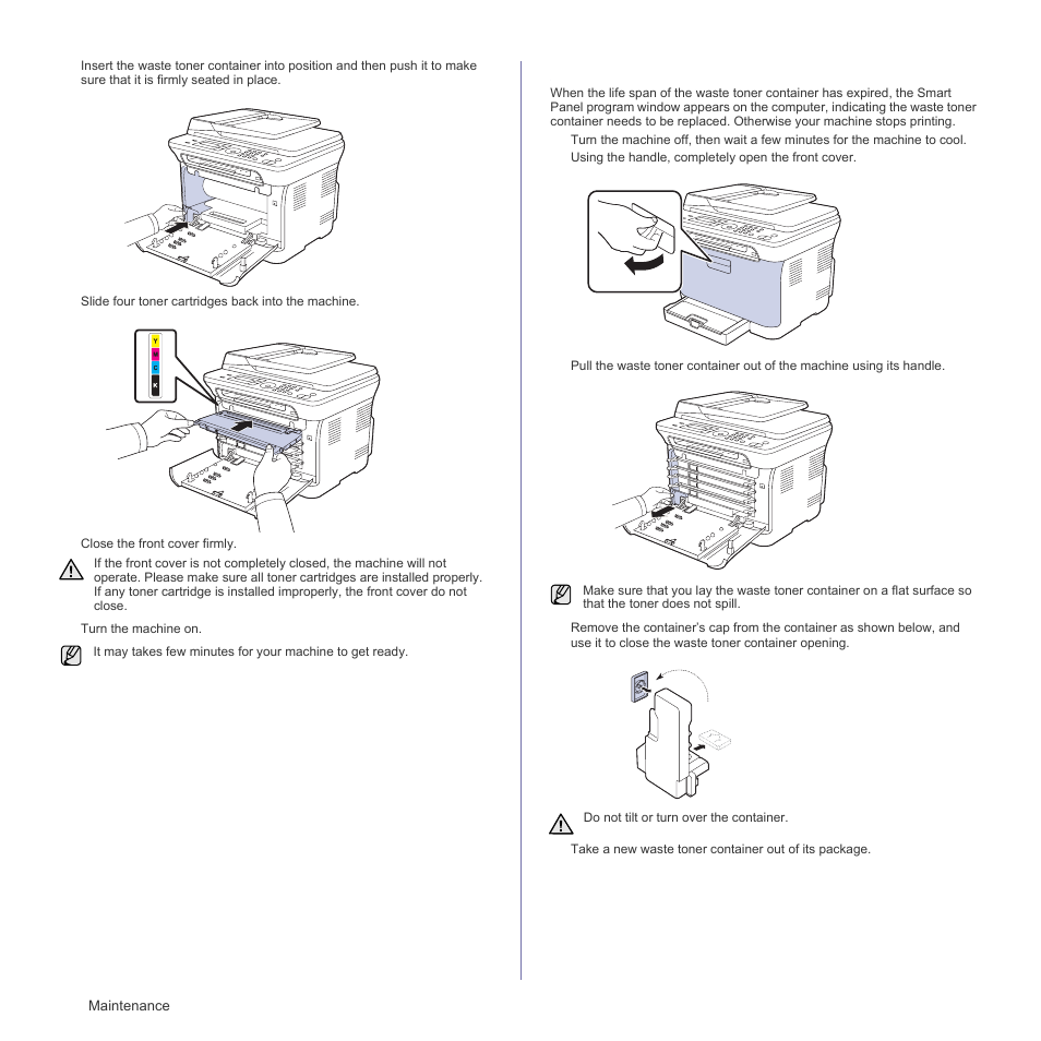 Replacing the waste toner container | Samsung CLX-3175FN User Manual | Page 70 / 218