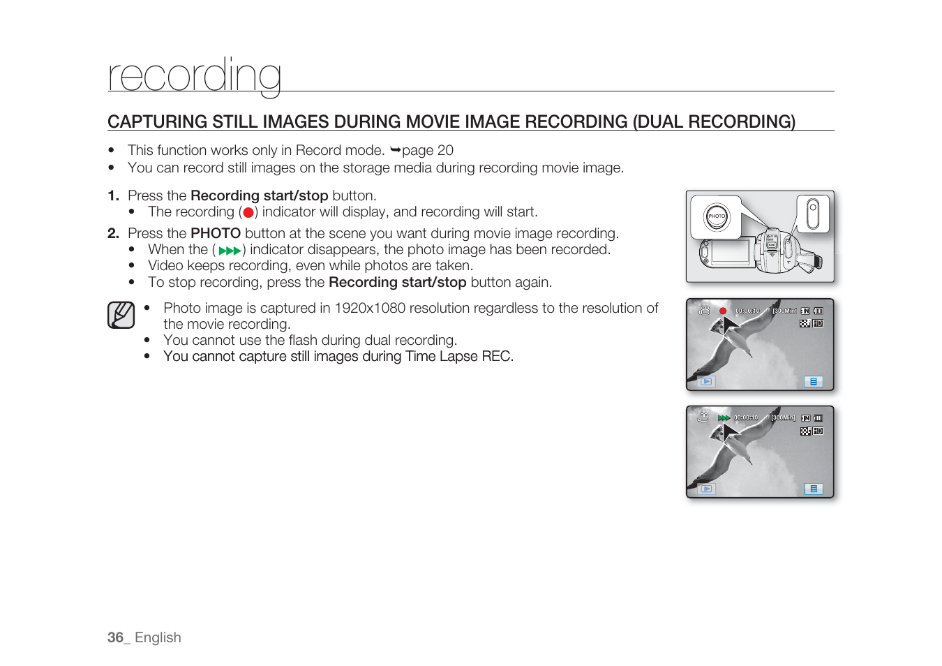 Recording | Samsung HMX-H1062SP User Manual | Page 46 / 144