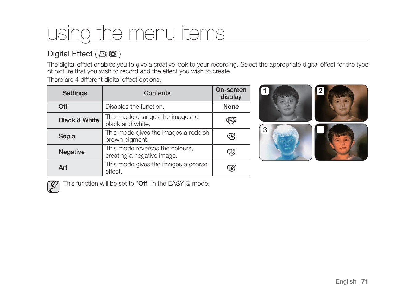 Using the menu items | Samsung HMX-H1062SP User Manual | Page 81 / 144