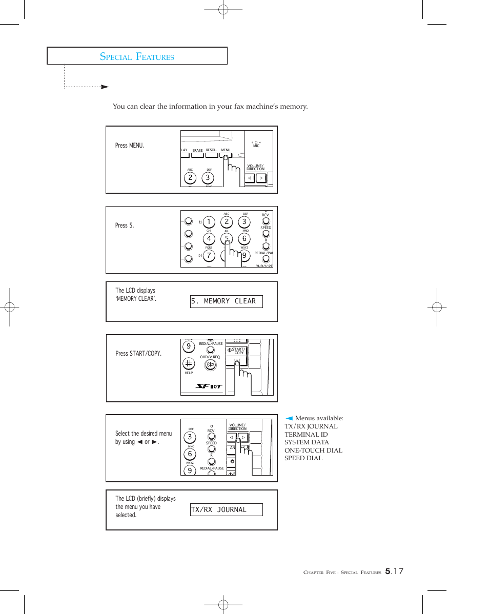 Pecial, Eatures | Samsung SF 110T User Manual | Page 75 / 90
