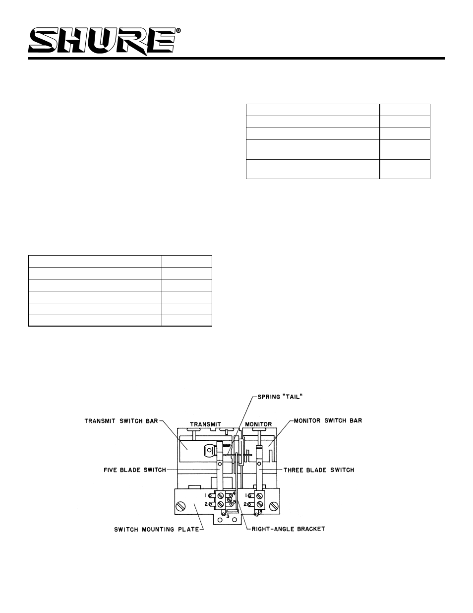 Shure Split Bar Kit RK199S User Manual | 2 pages