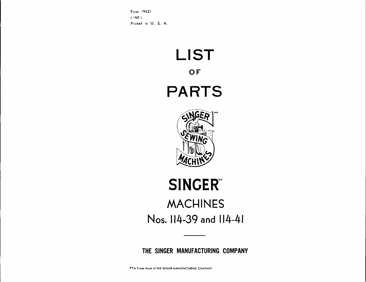 SINGER 114-39 User Manual | 20 pages