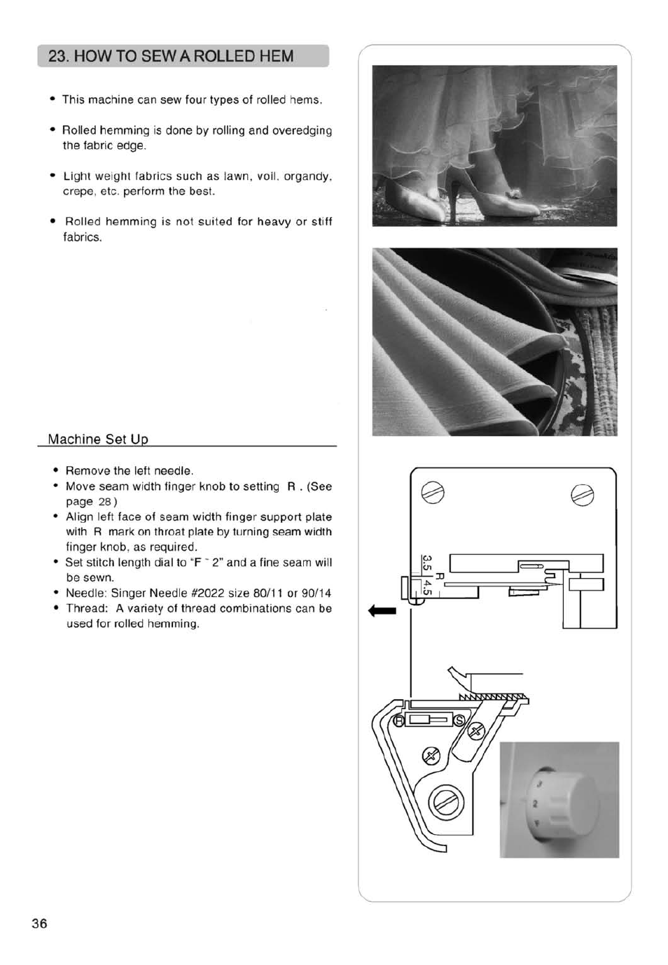 How to sew a rolled hem | SINGER 14SH754/14CG754 User Manual | Page 37 / 53