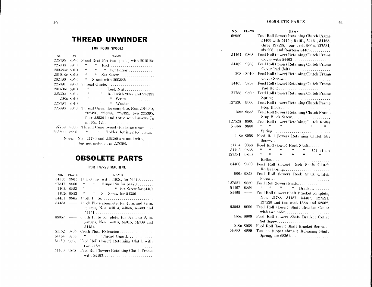 Thread unwinder, Obsolete parts | SINGER 147-29 User Manual | Page 20 / 53