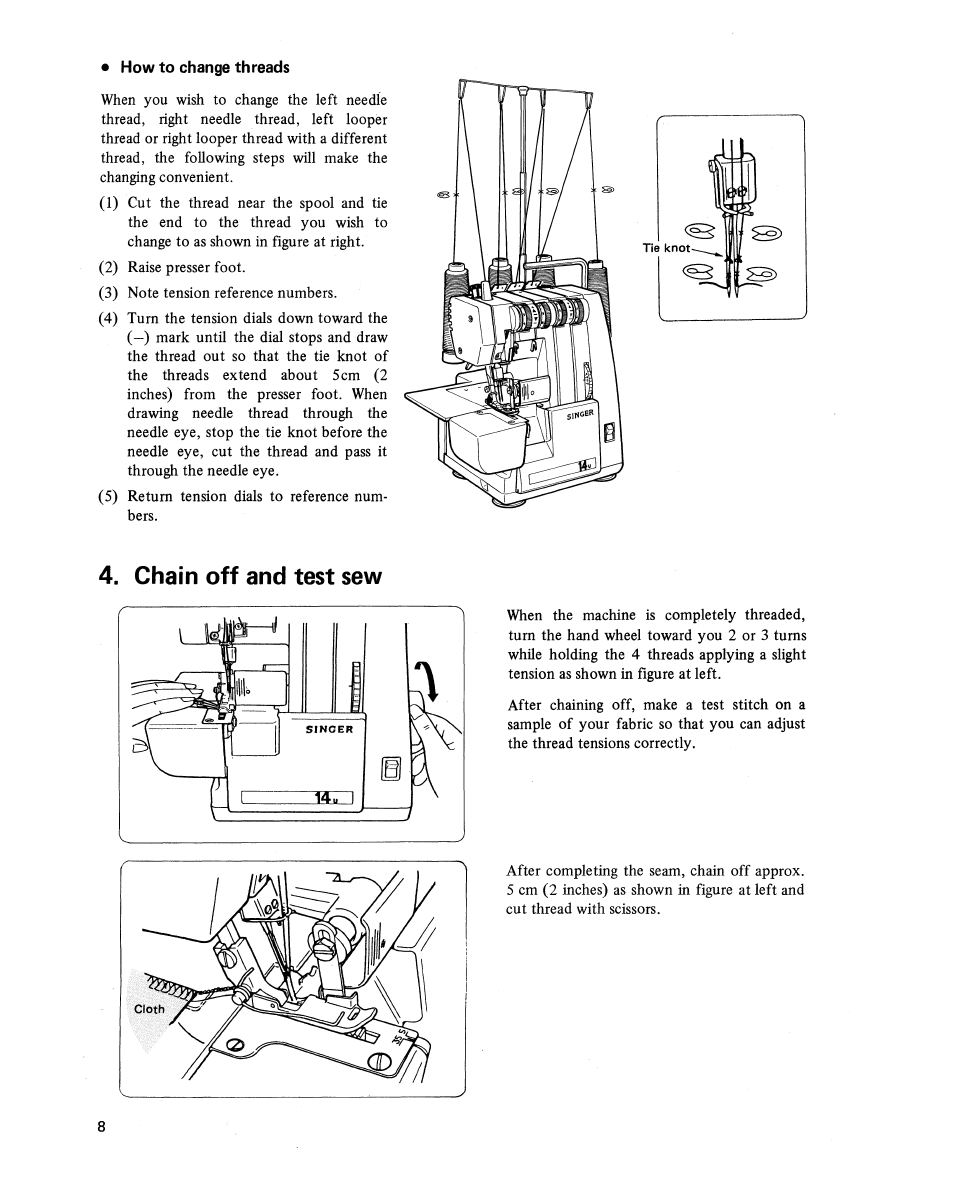 Chain off and test sew | SINGER 14U 34B/234B User Manual | Page 12 / 31