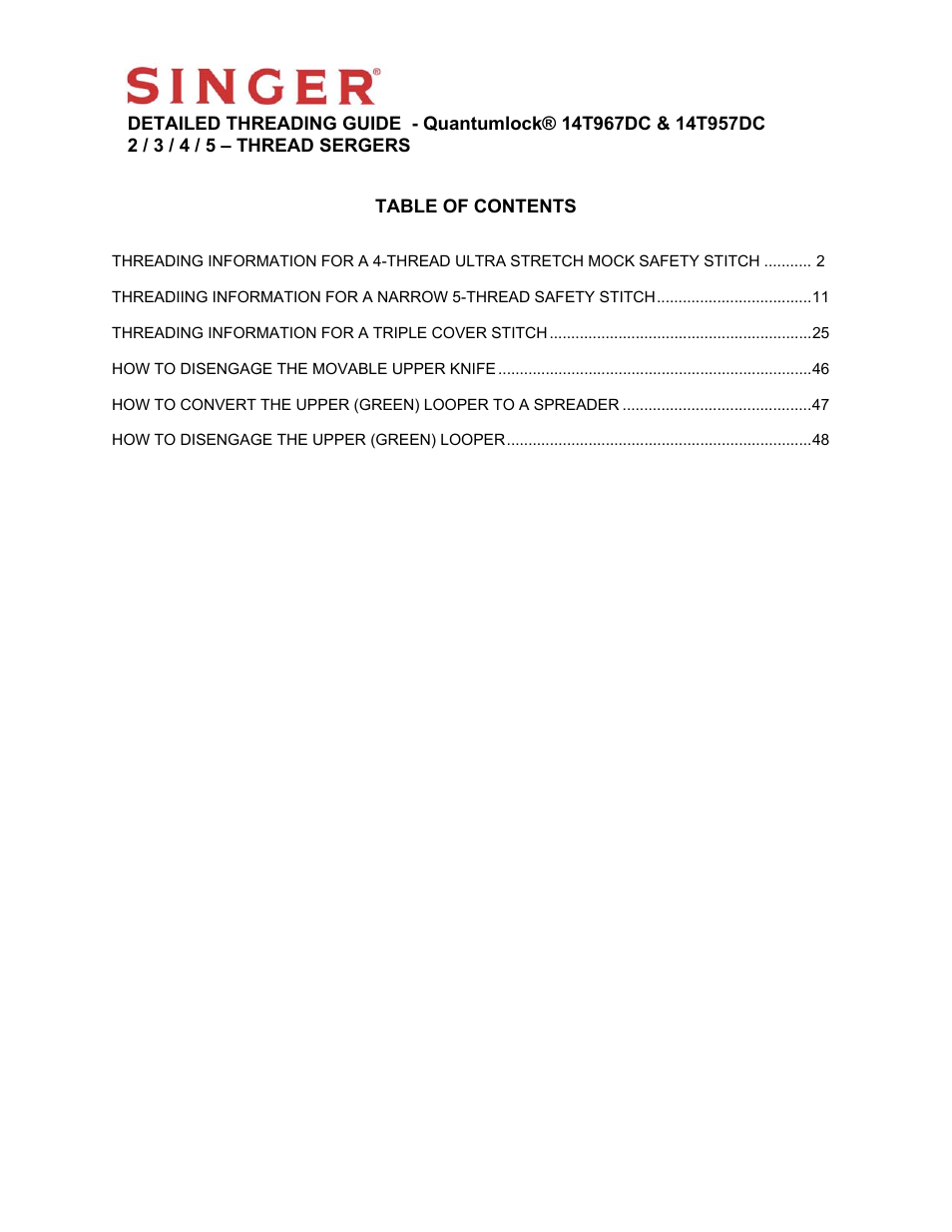 SINGER 14T957DC User Manual | 48 pages