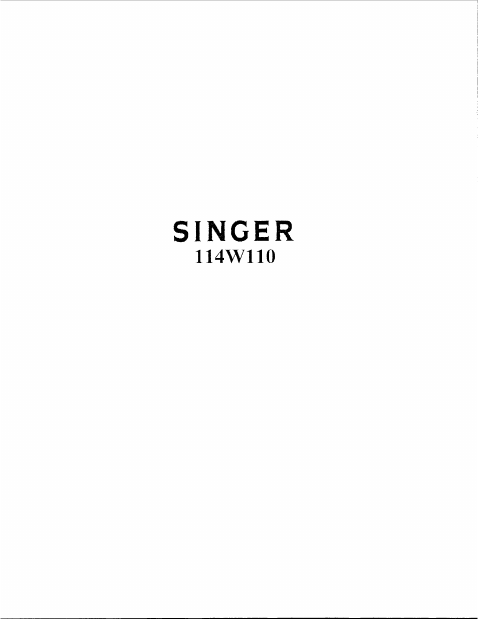 SINGER 114W110 User Manual | 14 pages