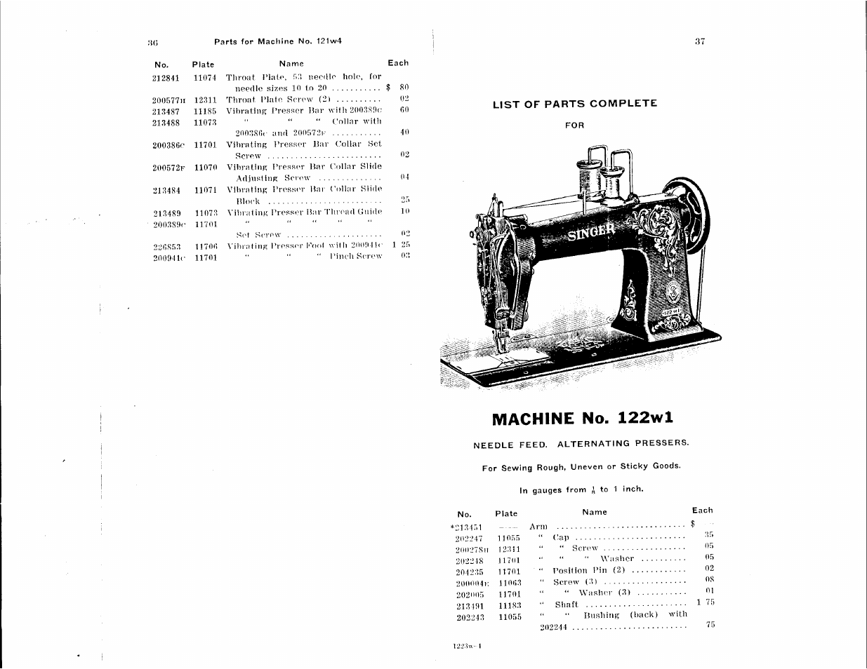 Machine no. 122wl | SINGER 122W User Manual | Page 18 / 48