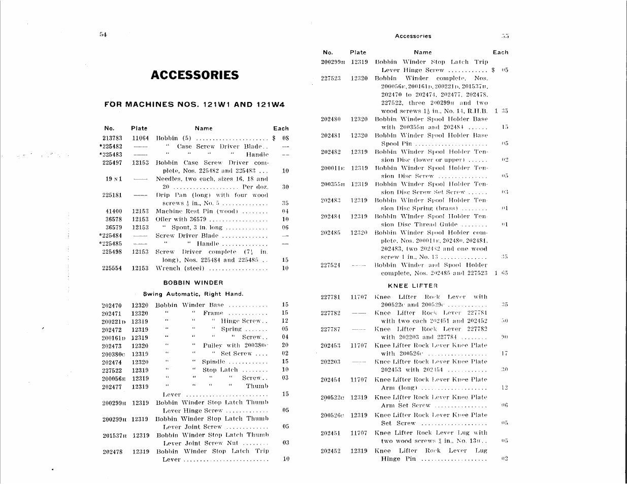 Accessories | SINGER 122W User Manual | Page 27 / 48