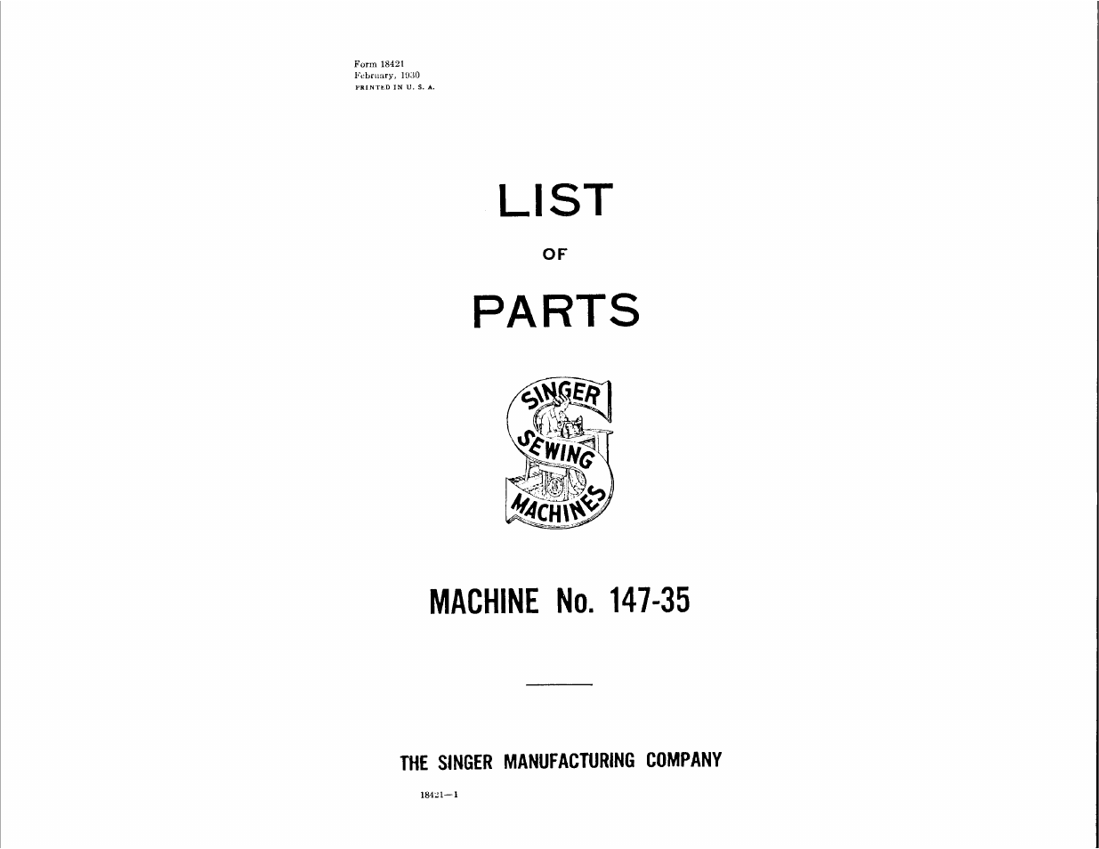 SINGER 147-35 User Manual | 30 pages