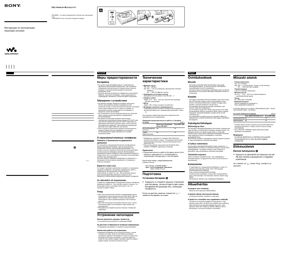 Sony WM-FX277 User Manual | 2 pages