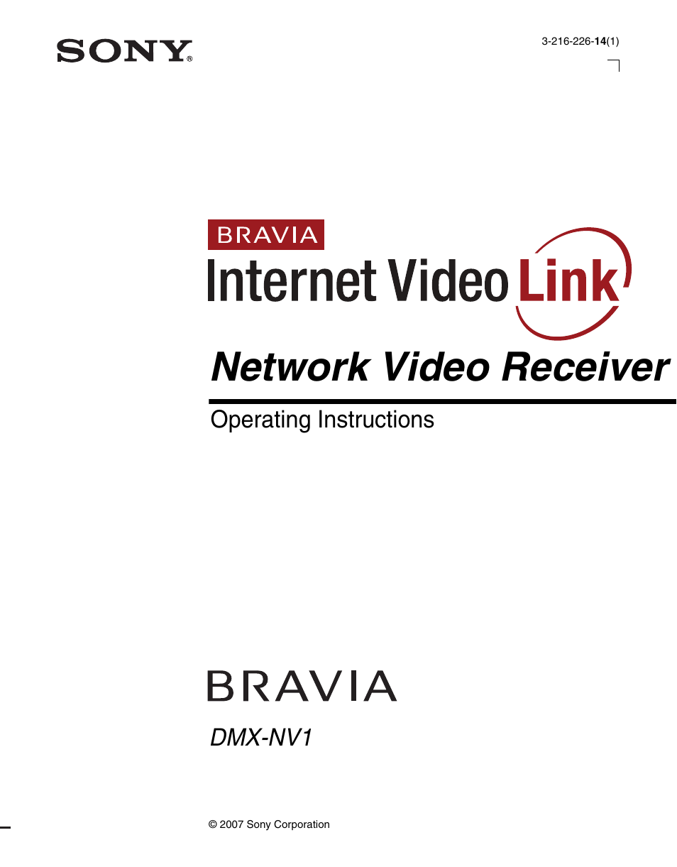Sony BRAVIA DMX-NV1 User Manual | 54 pages