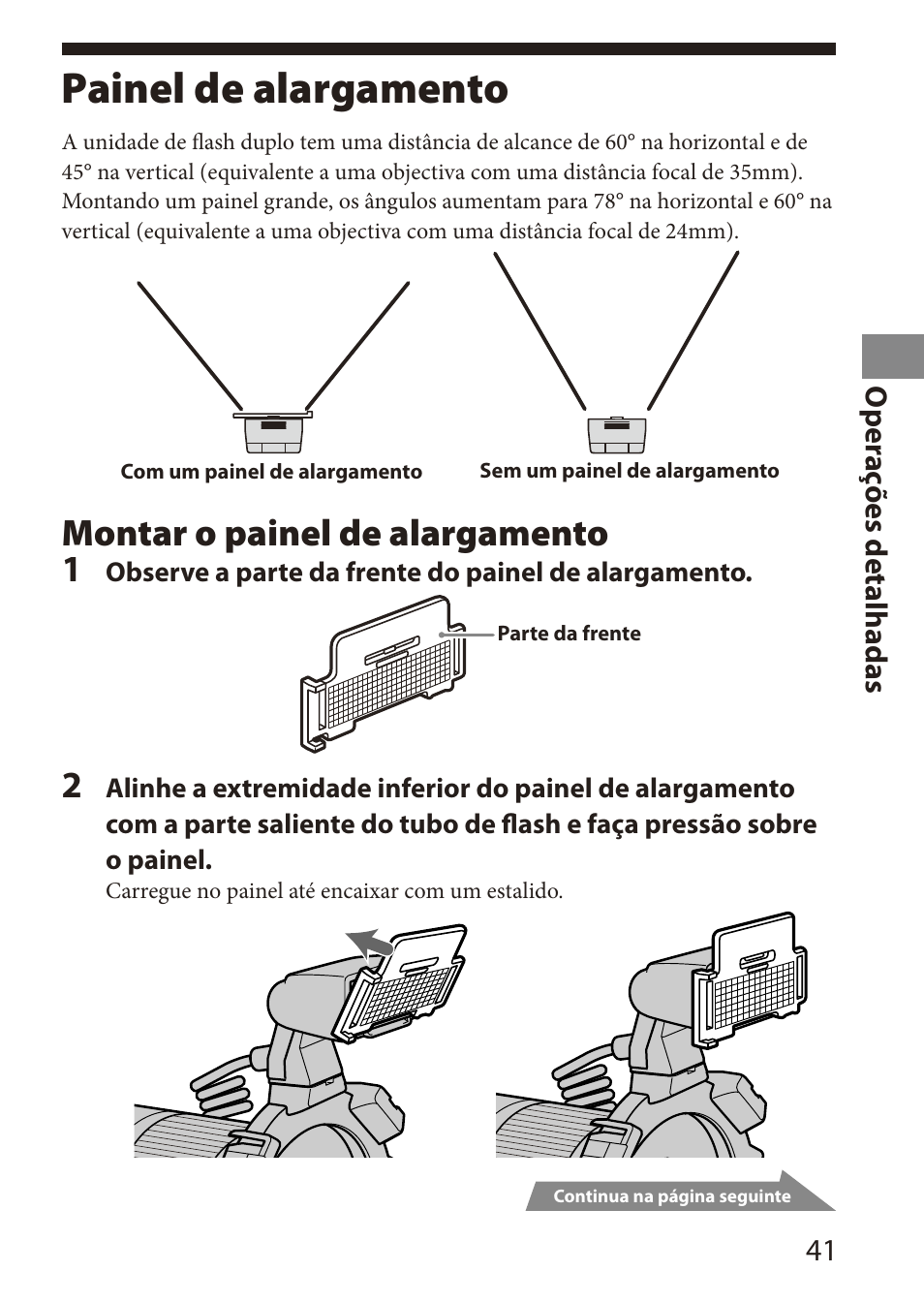 Painel de alargamento, Montar o painel de alargamento 1 | Sony HVL-MT24AM User Manual | Page 101 / 295