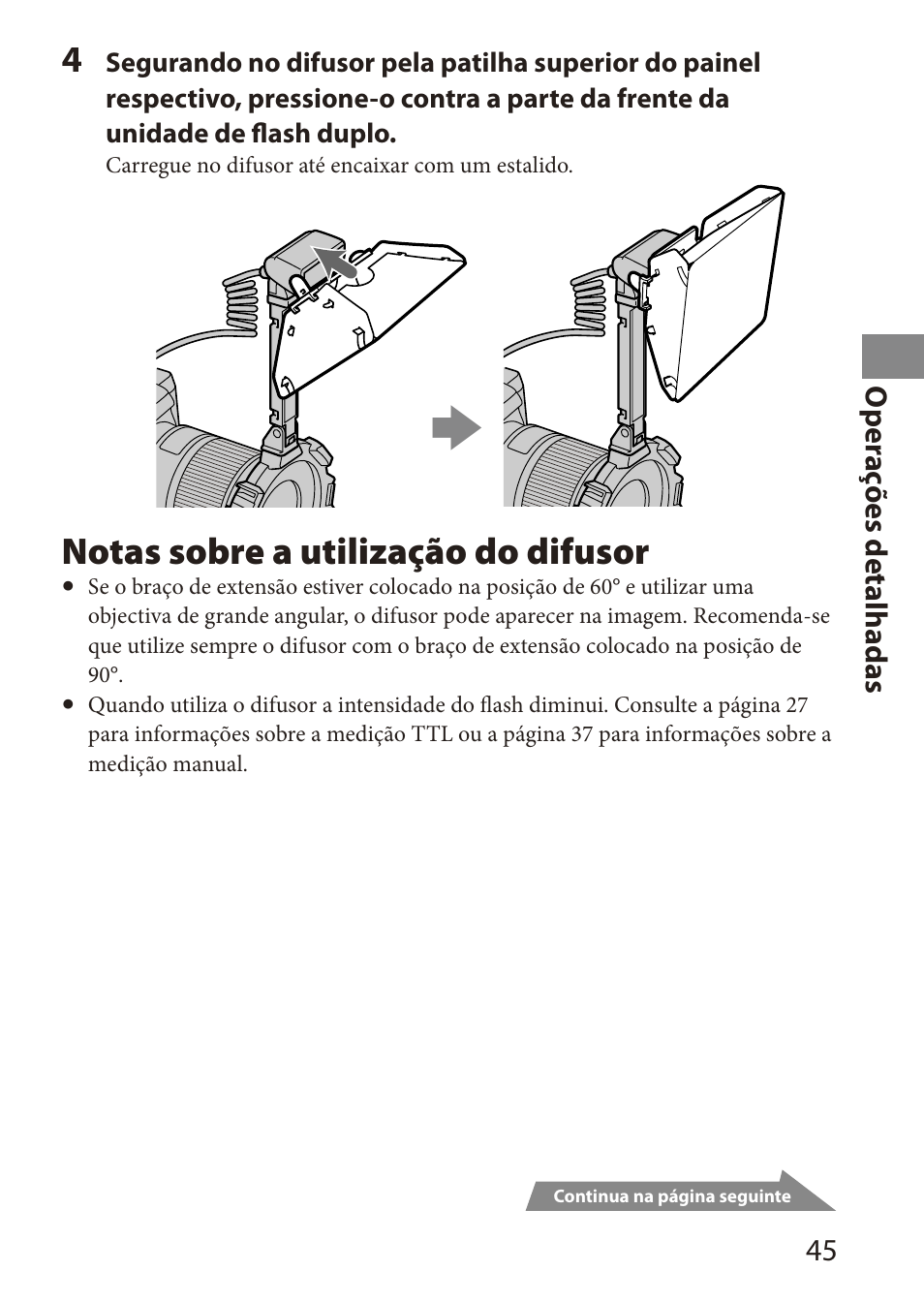 Notas sobre a utilização do difusor | Sony HVL-MT24AM User Manual | Page 105 / 295
