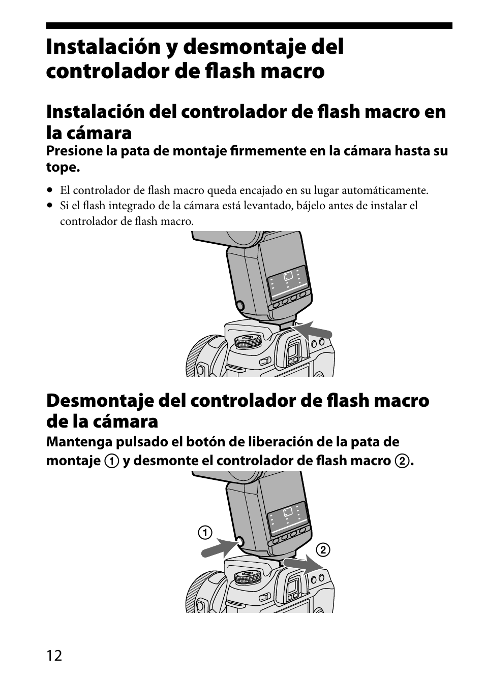 Instalación y desmontaje del, Controlador de flash macro | Sony HVL-MT24AM User Manual | Page 130 / 295