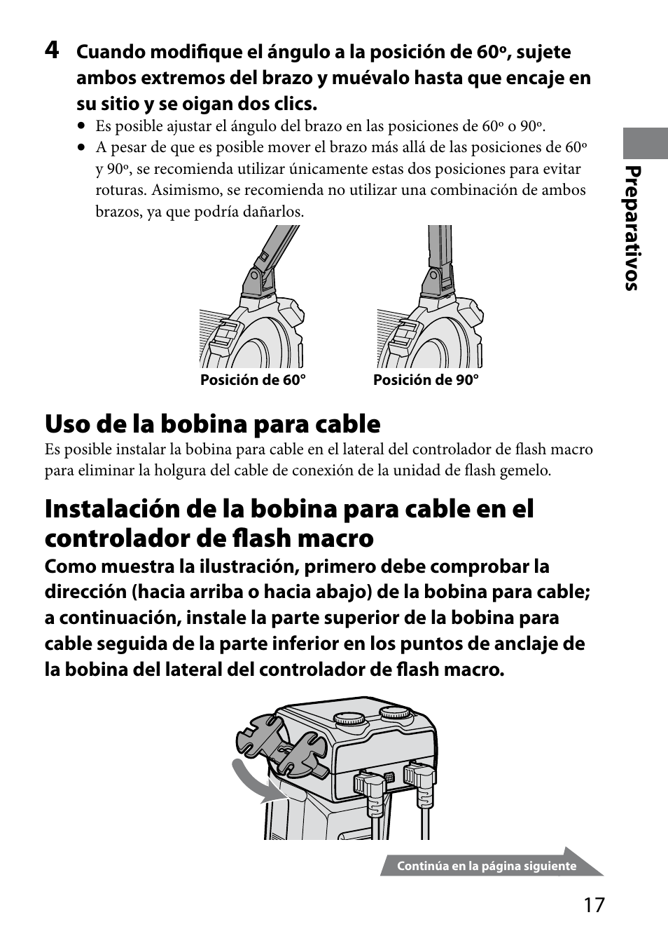 Uso de la bobina para cable, 1 pr epar ativ os | Sony HVL-MT24AM User Manual | Page 135 / 295