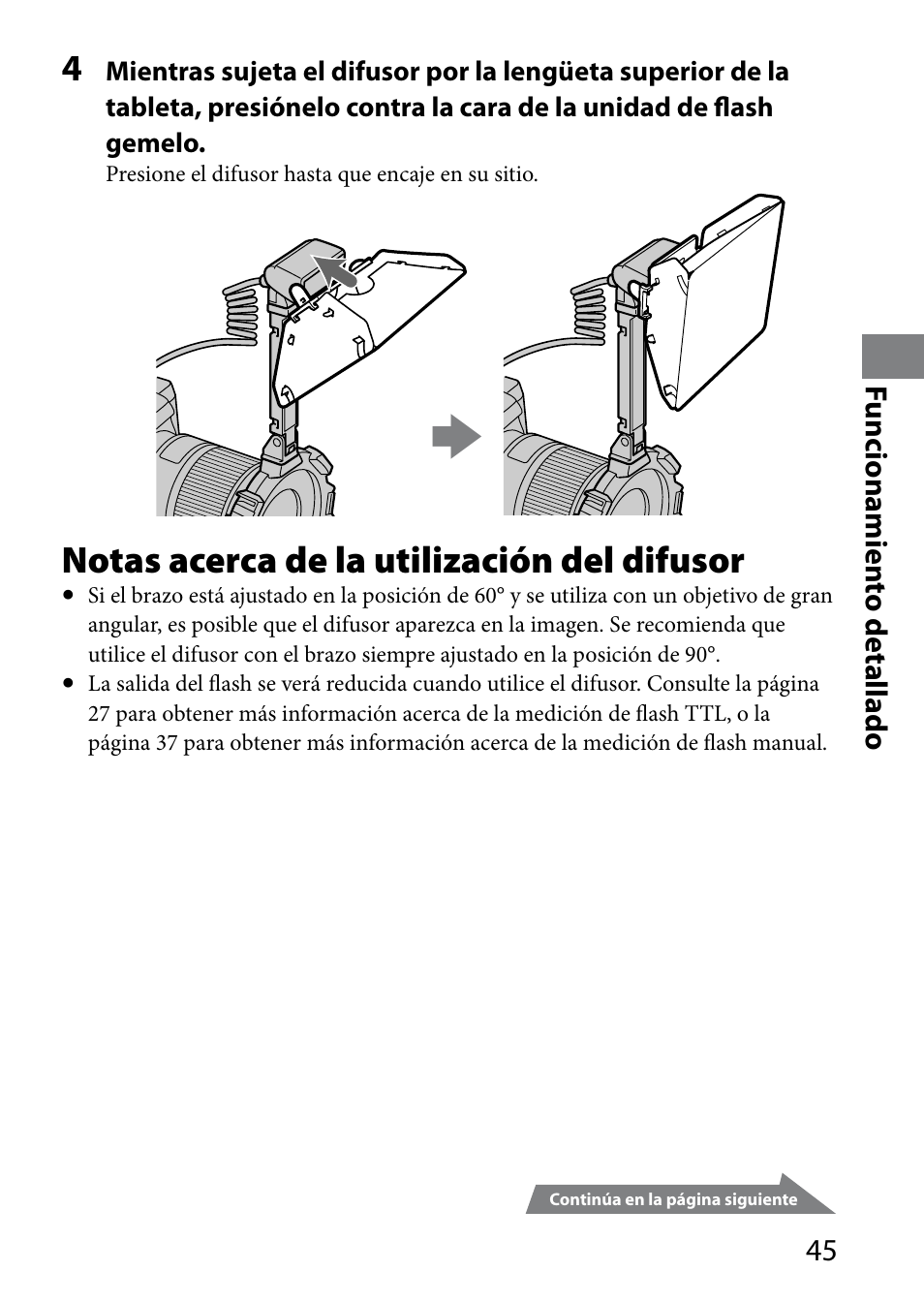 Notas acerca de la utilización del difusor | Sony HVL-MT24AM User Manual | Page 163 / 295