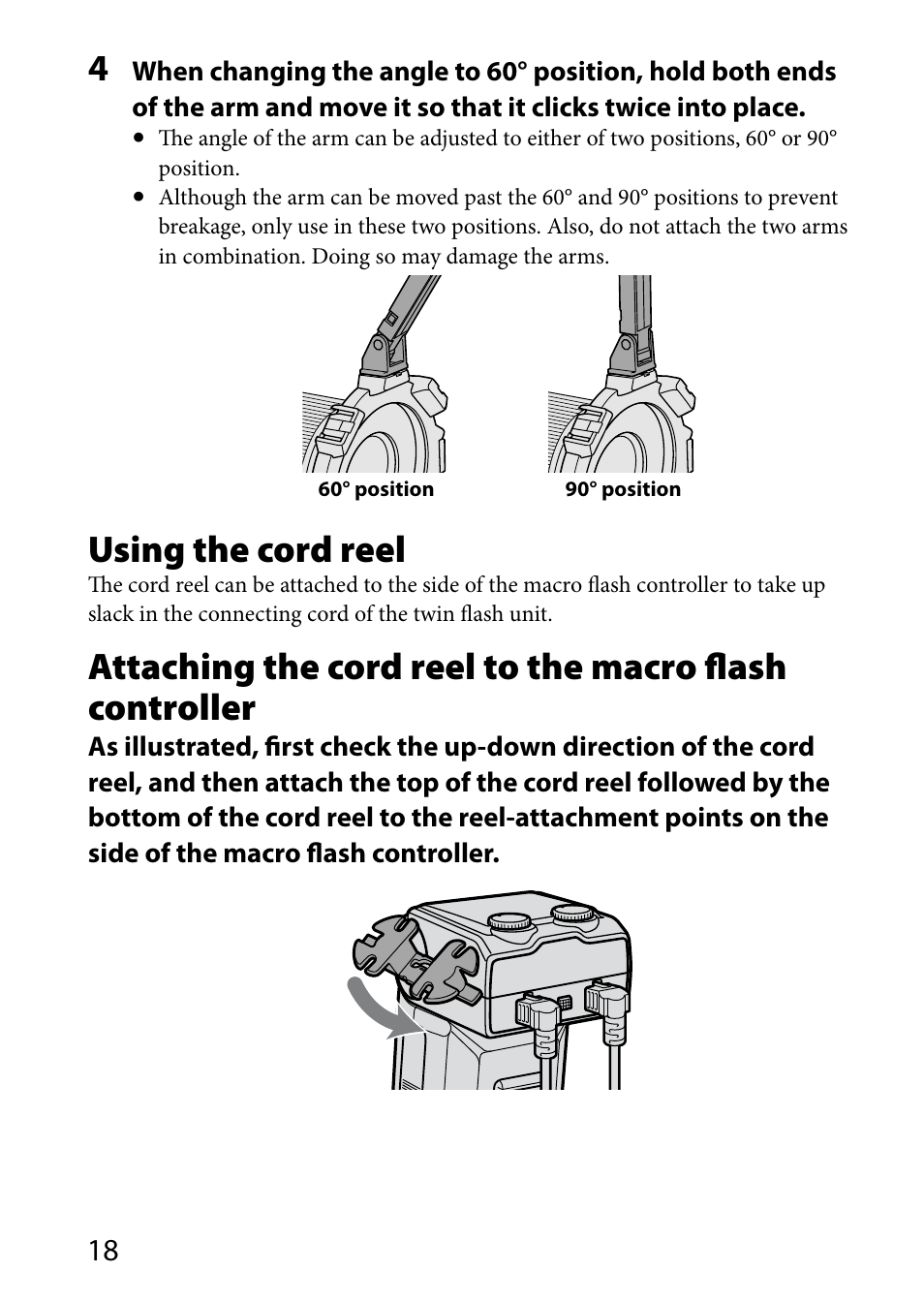 Using the cord reel | Sony HVL-MT24AM User Manual | Page 18 / 295