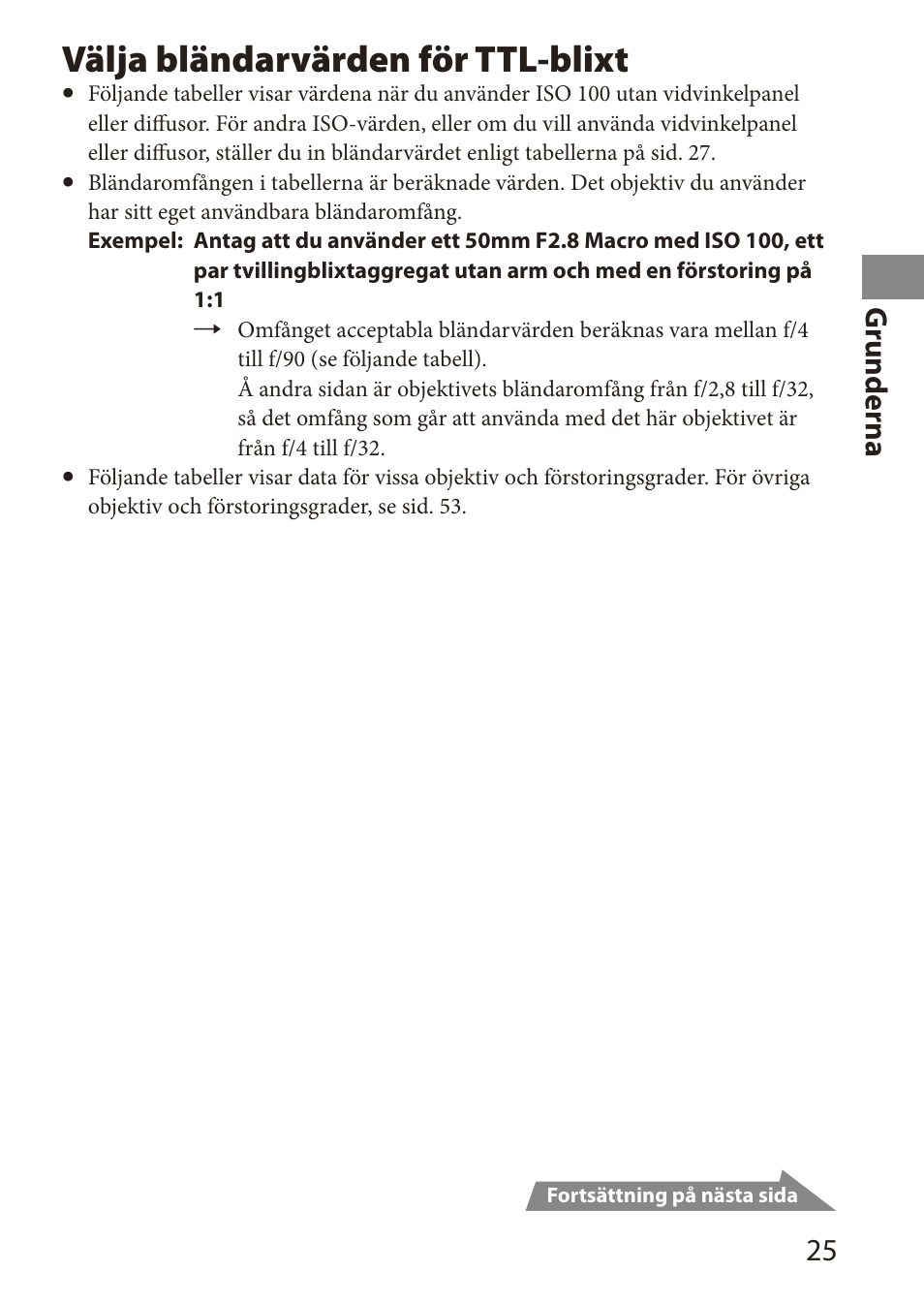 Välja bländarvärden för ttl-blixt, G runderna | Sony HVL-MT24AM User Manual | Page 201 / 295