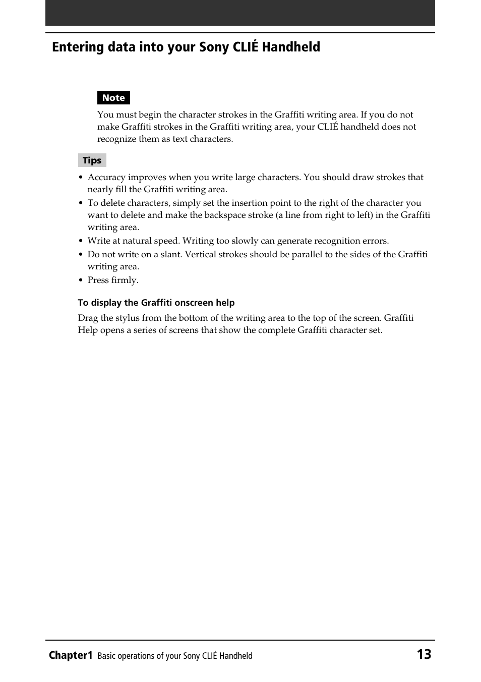 13 entering data into your sony clié handheld | Sony PEG-T415G User Manual | Page 13 / 220