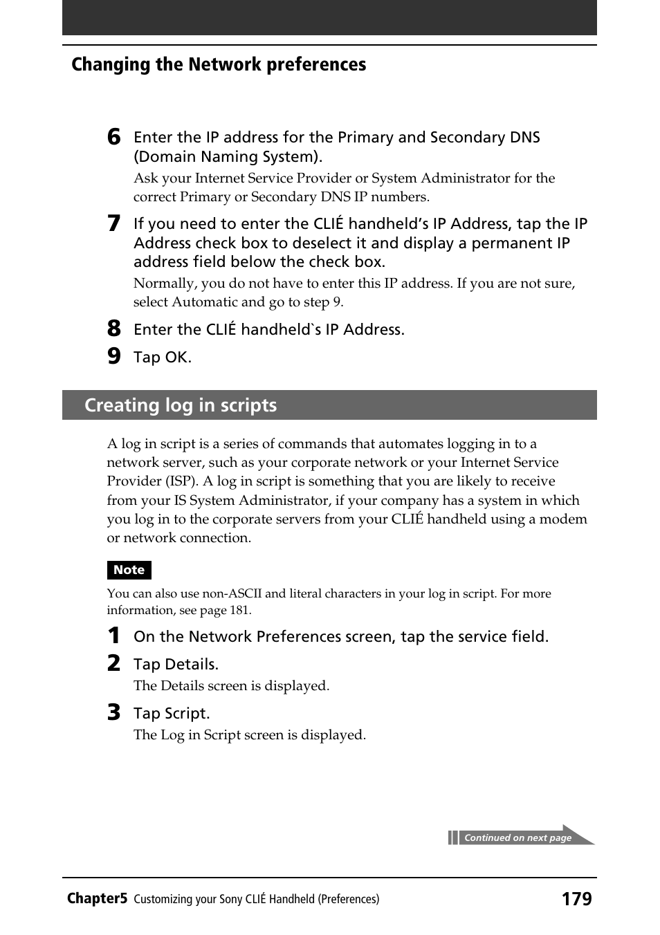 Creating log in scripts | Sony PEG-T415G User Manual | Page 179 / 220