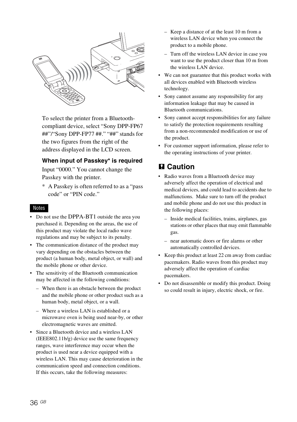 P caution | Sony DPP-FP77 User Manual | Page 36 / 72
