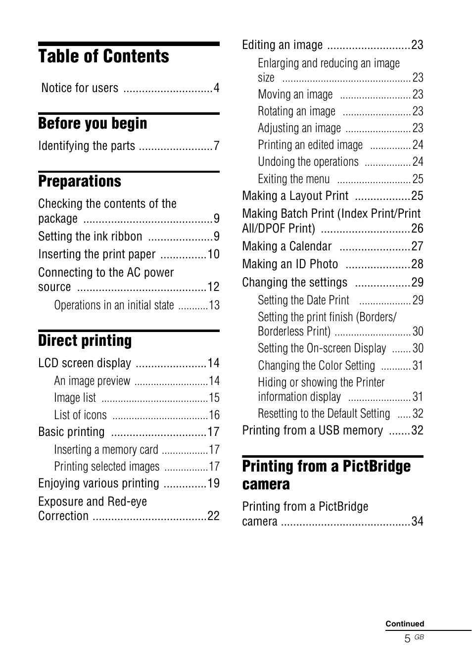 Sony DPP-FP77 User Manual | Page 5 / 72