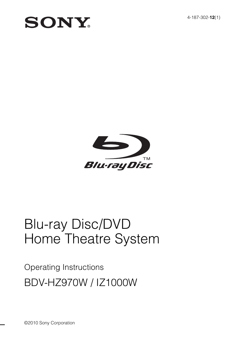 Sony BDV-IZ1000W User Manual | 88 pages