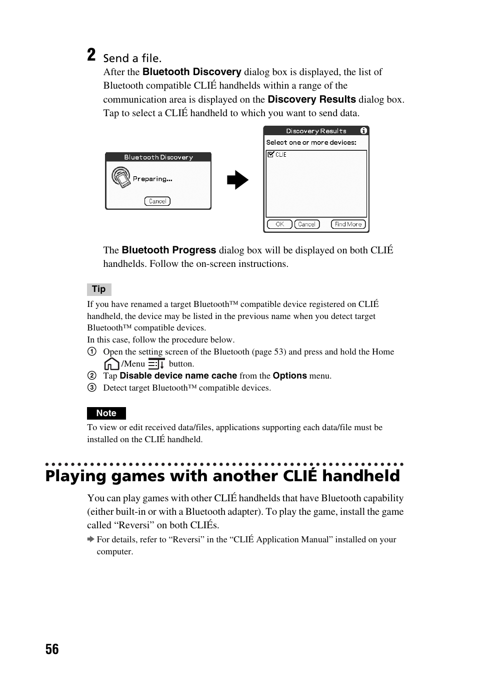 Playing games with another clié handheld | Sony PEG-TG50 User Manual | Page 56 / 100