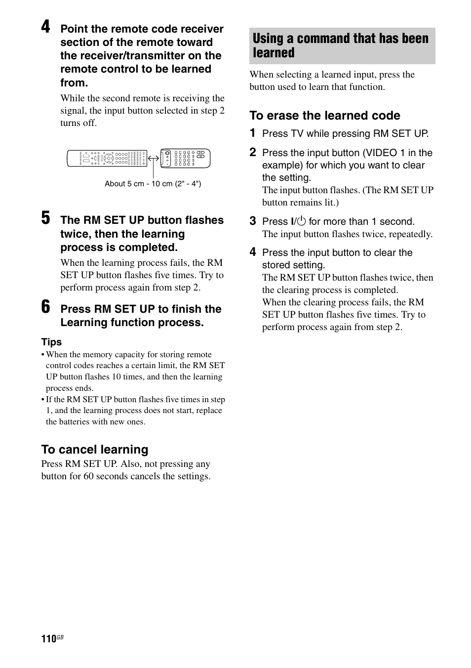 Using a command that has been learned | Sony STR-DG1000 User Manual | Page 110 / 123