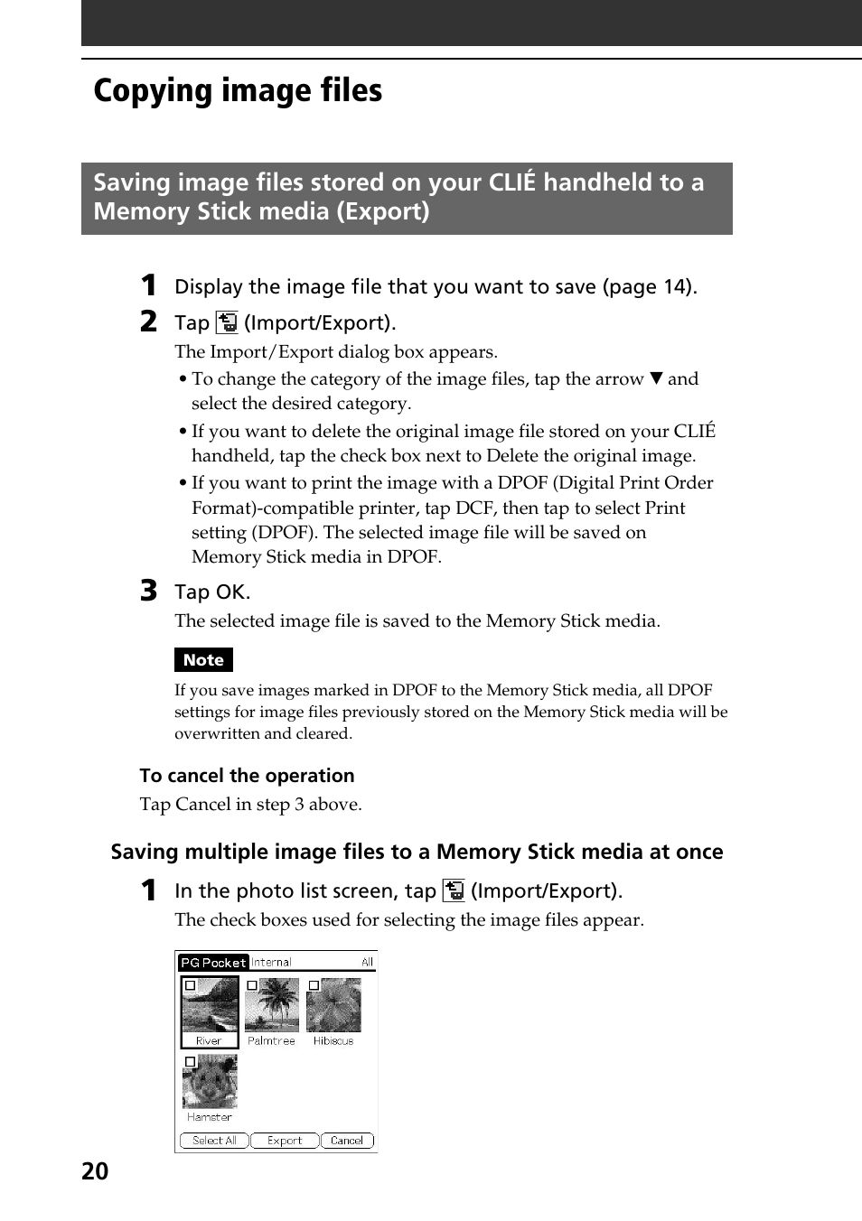 Copying image files | Sony PEG-T615C User Manual | Page 20 / 104