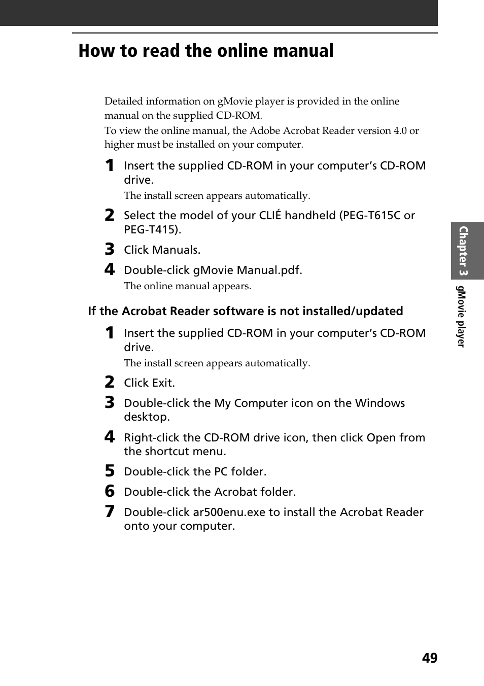 How to read the online manual | Sony PEG-T615C User Manual | Page 49 / 104