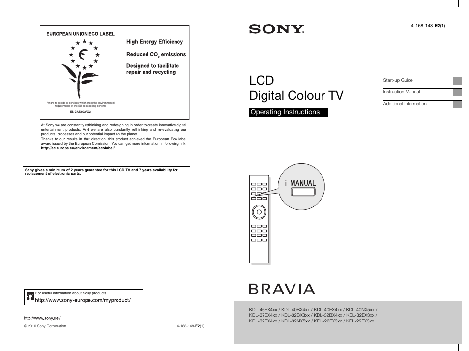 Sony BRAVIA KDL-22EX3xx User Manual | 39 pages