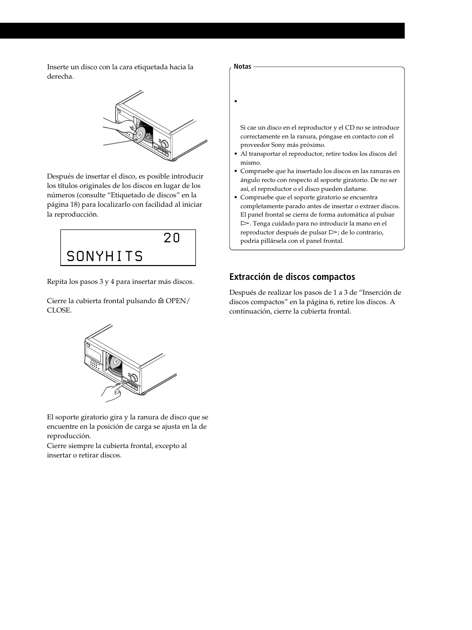 Extracción de discos compactos | Sony CDP-CX235 User Manual | Page 59 / 104