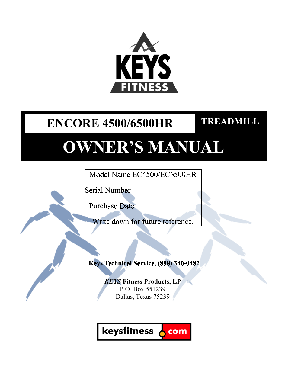 Keys Fitness Encore 6500HR User Manual | 25 pages